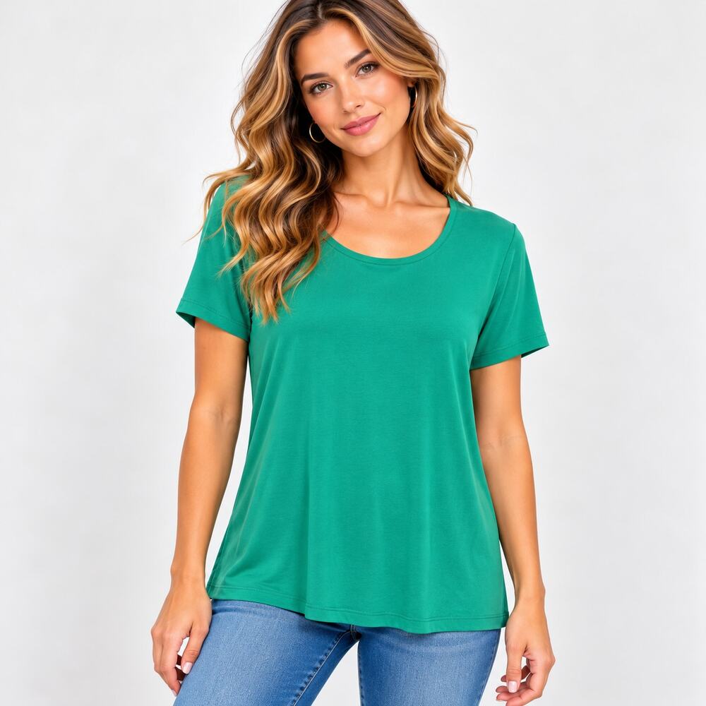 Susan Graver Liquid Knit Blouse Women's Size M Mint Minimalist Office Casual